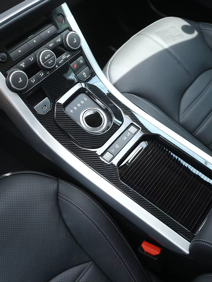 Suetlcoity Zubehör für die Mittelkonsole und Schalttafel als Getriebe-Shift-Panel Abdeckung in Schwarz für Land Rover Range Rover Evoque 2012-2018 - Bild 7