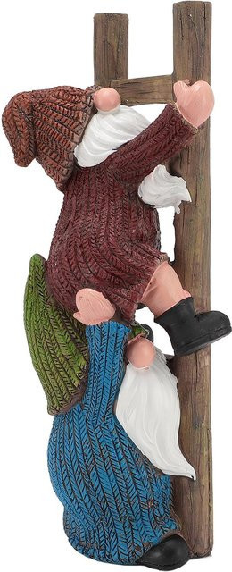 Lustige Gartenzwerg Statue von mfySpace aus Harz in Multicolour zum Klettern auf einer Leiter für deinen Garten, Rasen oder die Veranda - Bild 1