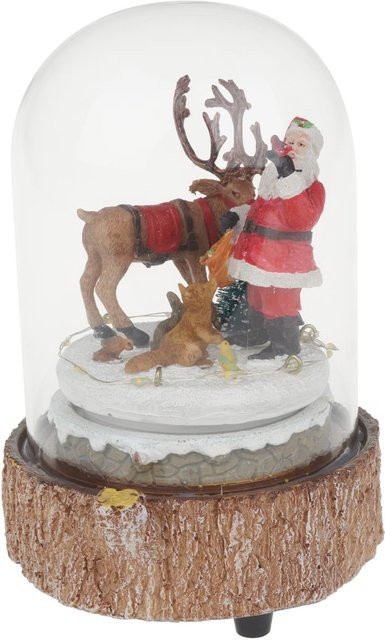 VBS Miniatur Glasglocke Weihnachten im Wald mit LED Beleuchtung und Musik in Braun, Höhe: 11,0 cm, Breite: 17,5 cm - Bild 1