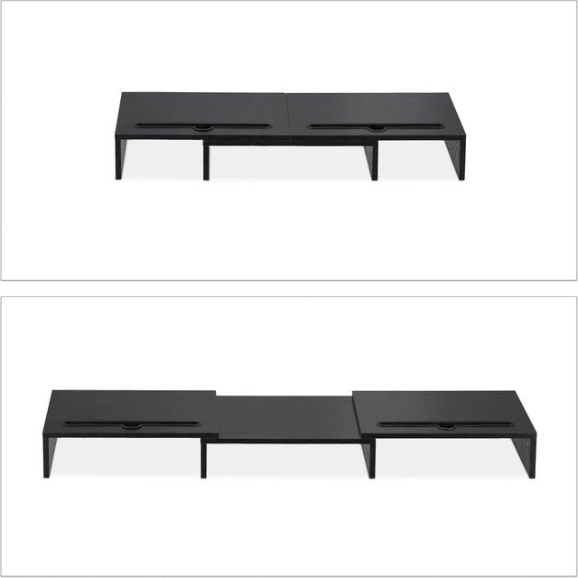 Verstellbarer Relaxdays Monitorständer aus MDF in Schwarz, geeignet für 2 Monitore, B/T/H: 74 x 27 x 10,5 cm - Bild 1