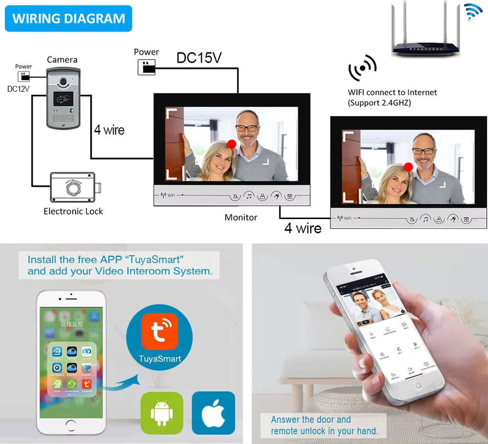 Tuya Intelligente WLAN Türklingel mit 9 Zoll Farbdisplay und App-Steuerung inklusive Intercom und Zugangskontrollsystem - Bild 5