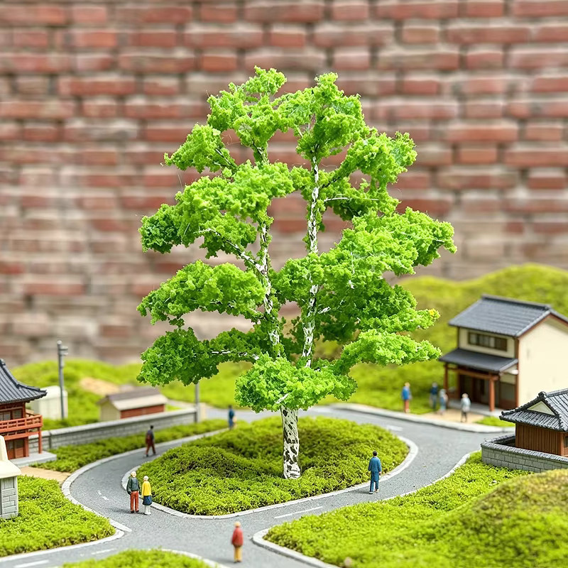 FunTrying Frühlings-Landschaftsmodell Pappelbaum Miniatur-Drahtbaum, Grün, 10cm - Bild 6