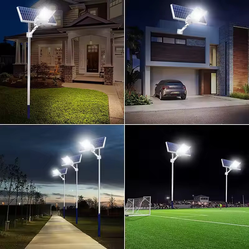 YQCHEZI Solar-Straßenlaterne mit Dämmerungssensor, 6500W, 15000mAh, 7500k Kaltweiß, Weiße Solarleuchte für Garten, Hof und Terrasse - Bild 6