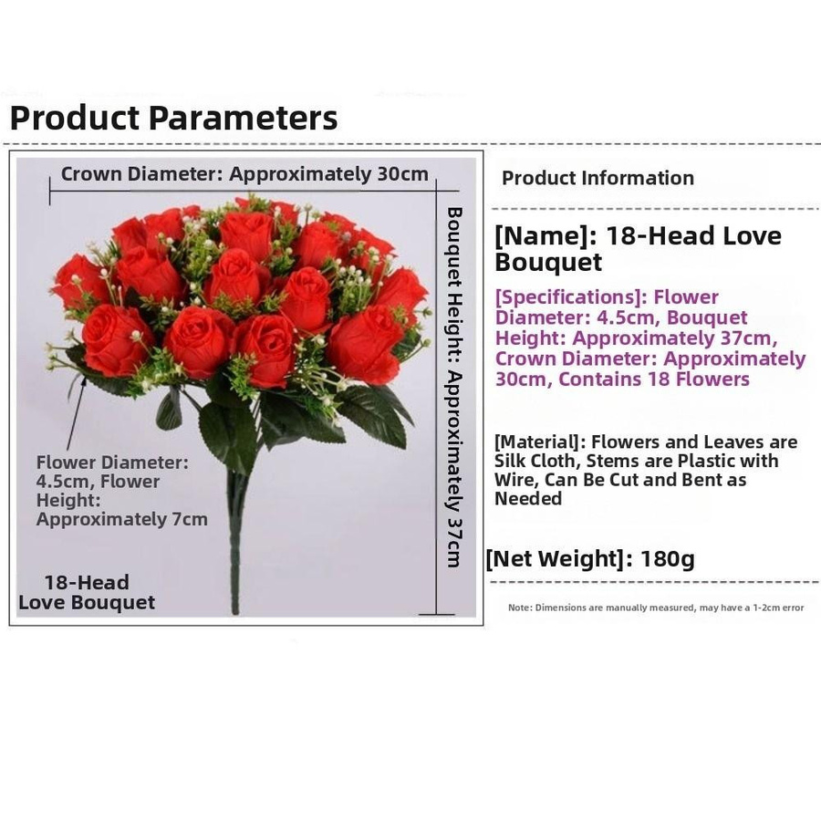 GZjingjia Künstliche Rosen mit 18 Blütenköpfen in Orange und Rot zur Dekoration für Valentinstag, Hochzeiten und Muttertag - Bild 4
