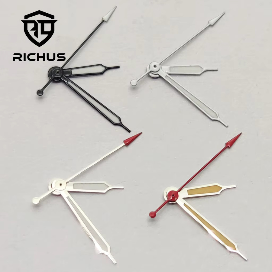 RICHUS Uhrzeiger, Silber/Schwarz/Weiß/Silbergelb/Grün, für VH31 Quarzwerk - Bild 1