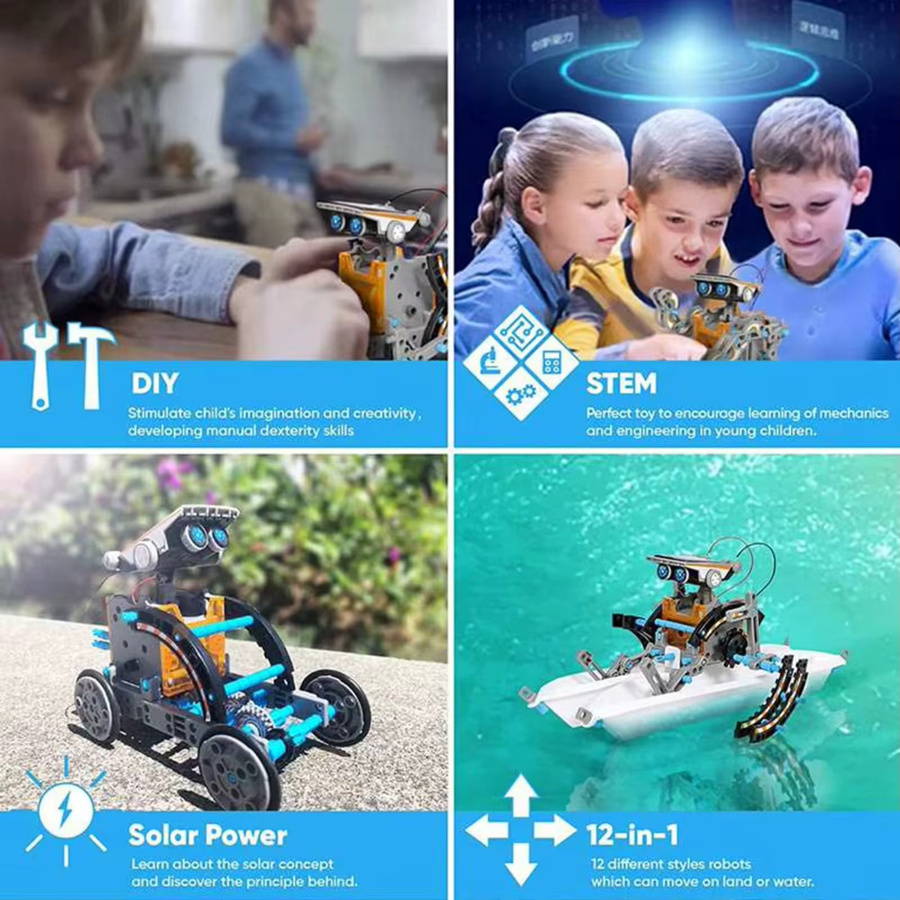 stemedu 13-in-1 solarbetriebenes Roboter-Wissenschaftsset, DIY-Bausteine - Bild 3