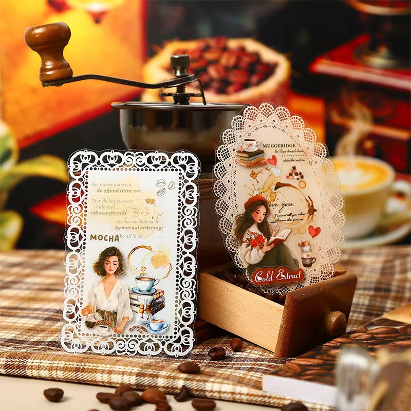 leaffei Coffee Freedom Series PET-Aufkleber im europäischen Retro-Stil, Multicolor, 6 Stück - Bild 3