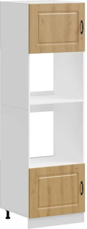 Vidaxl 2er Set Kalmar Herdumbauschränke aus Holzwerkstoff in Eiche Natur, Beige und Schwarz/Weiß im Landhausstil mit Drehtüren - Bild 1