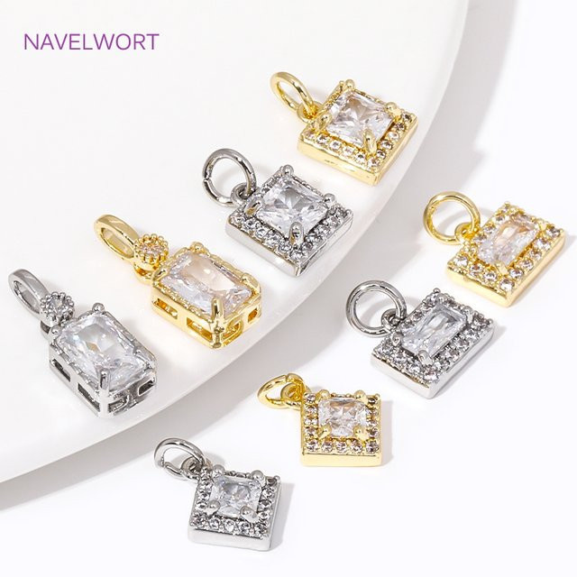 Charms Anhänger 18K vergoldetes Messing, Zirkon, Unisex - Bild 1