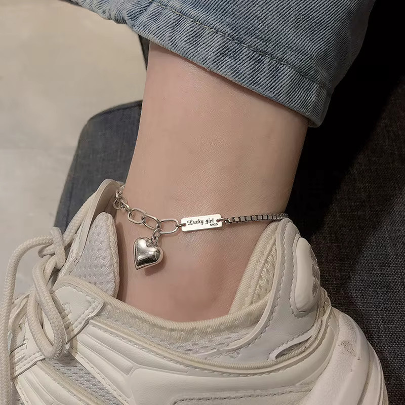 FANGSU Fußkettchen 925 Silber, herzförmig, Damen - Bild 2