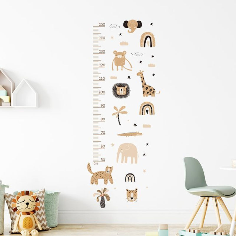 BRUP Wandaufkleber mit Cartoon-Tieren als Grössenmesser für das Kinderzimmer, mehrfarbig - Bild 1