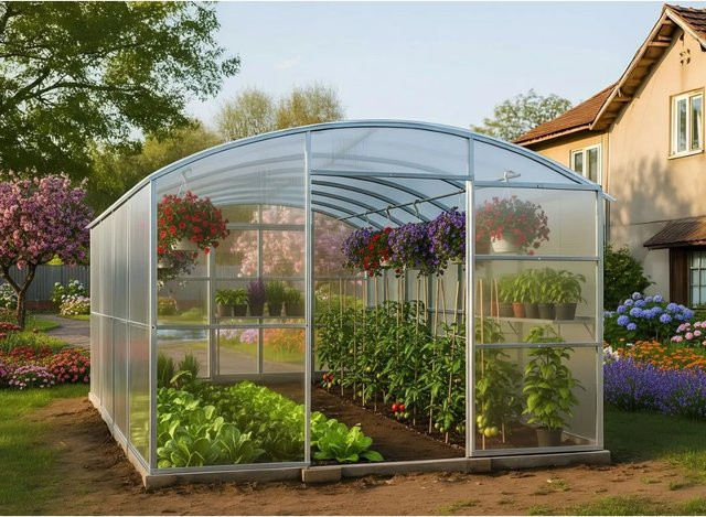 Garten Dream Gewächshaus Avalon Bogenkonstruktion aus verzinktem Stahl mit 10mm Polycarbonat, transparent, B/T: 10 x 3 m - Bild 1