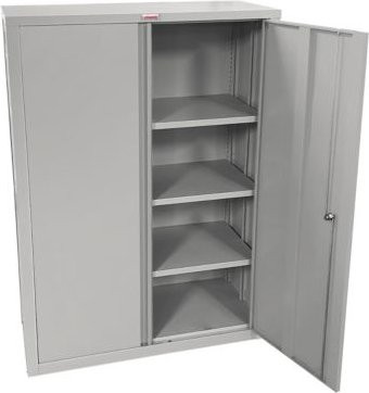 Stahlschrank Phoenix SCF1491GGK in Grau mit 3 Fachböden und Schlüsselschloss, B: 91,5 cm, T: 37,0 cm, H: 140,0 cm - Bild 1