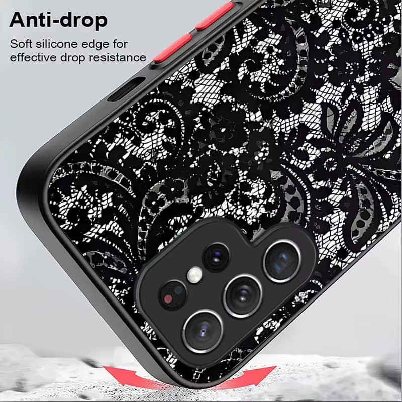 Vintage Spitze Blumen Handyhülle in Schwarz für Samsung Galaxy S26 S25 Ultra S24 S23 FE S22 S21 Plus S20 A73 A72 A71 A56 A55 A54 A16 Cover - Bild 2