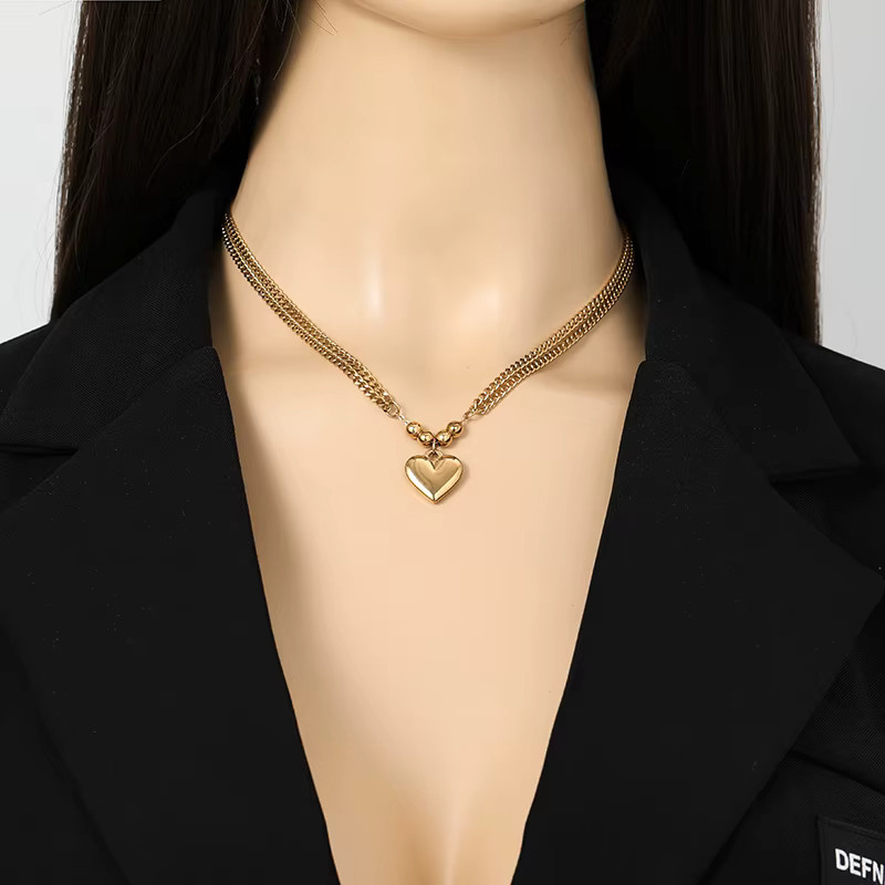 EILIECK Halskette mit Herz-Anhänger, Edelstahl, Gold, Unisex - Bild 3