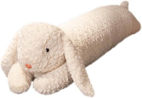 Ruixiang Körperkissen mit Hasen- und Bären-Design aus weichem Lammwollstoff in Weiß, Länge: 120 cm - Bild 1