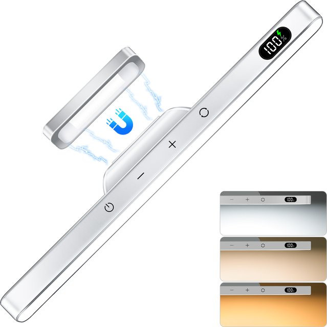 WILLED Touch-Tischlampe in Weiß, magnetische Schreibtischlampe mit wiederaufladbarem 2500-mAh-Akku als Nachtlicht zum Lesen - Bild 1