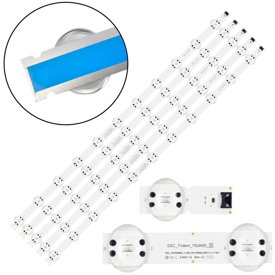 LED Hintergrundbeleuchtungs-Streifen für 75 Zoll Fernseher, White SMD LED Strips für Modelle 75 UM7580PVA, 75 UM7000PLA, 75 UM7600PLB, 75 UM7570AUE, 75 UK6190PUB2 und 75 UK62 - Bild 2