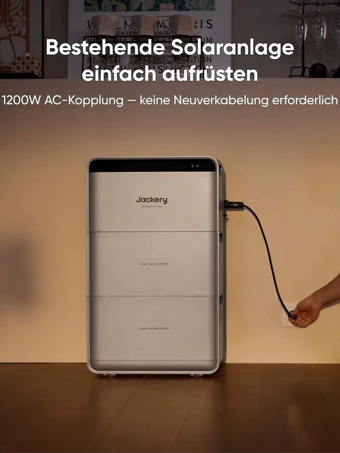 Jackery SolarVault 3 Pro Balkonkraftwerk mit Speicher, 4x 450W Glas-Glas Solarmodule, 4 MPPT, 1200W Ausgang, 4000W PV-Eingang, erweiterbarer Speicher 2,52–15,12kWh, Plug & Play - Bild 2