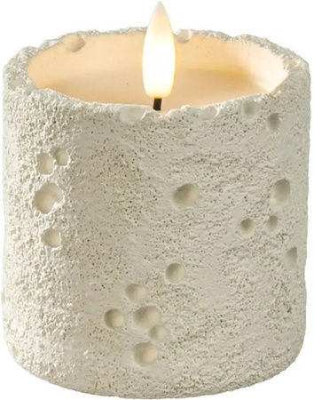 Konstsmide LED Kerze in Betonoptik Weiß mit Timer für die Weihnachtsdekoration, Durchmesser: 8 cm, Höhe: 7,8 cm