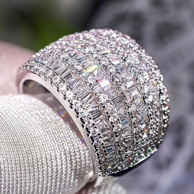 Huitan Ring, Messing, Silber, Zirkonia, Damen - Bild 1