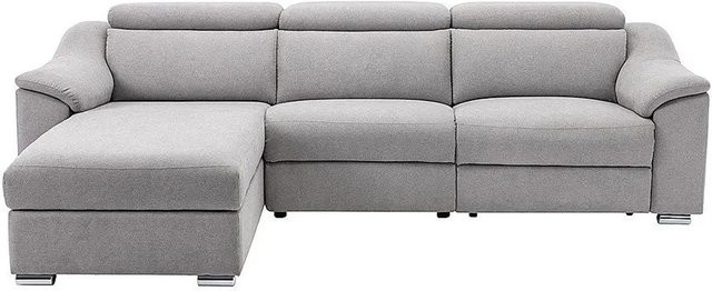 Vente-unique Relaxsofa Pedrera in Lichtgrau, L-Form mit motorisierter Sitzfunktion und Stoffbezug, Breite: 284 cm - Bild 1