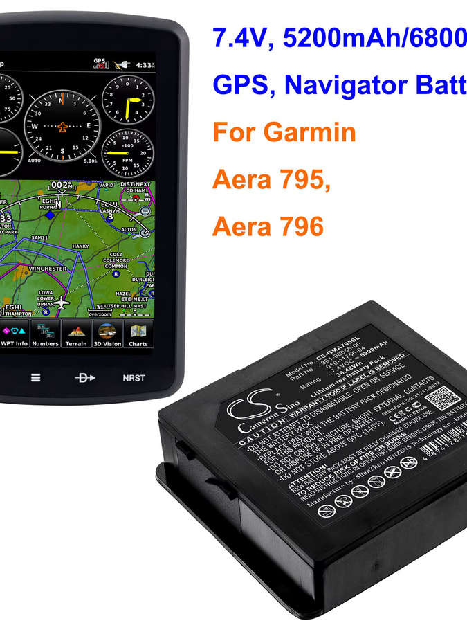 Garmin Ersatz-GPS-Navigationsbatterie 7,4V 5200mAh Schwarz für Aera 795 796 - Bild 1