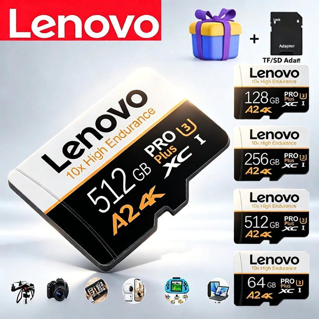 Lenovo MicroSD Speicherkarte Wasserdicht und Fehlerkorrekturgeschützt in Schwarz - Bild 1