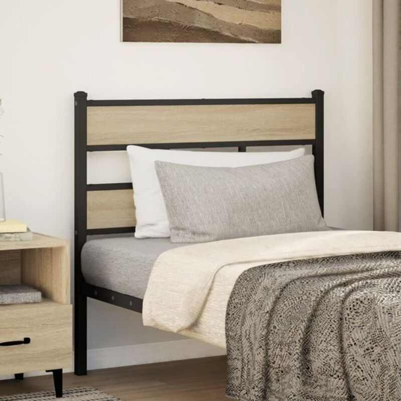 Vidaxl Kopfteil in Sonoma-Eiche aus Eisen und Holzwerkstoff, Breite: 90 cm - Bild 1