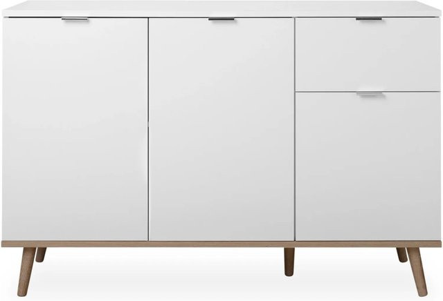Furn.Design Kommode Lundby Skandinavisch, 3-türig, Weiß Matt und Eiche, B/H/T: 120 x 85 x 40 cm - Bild 1