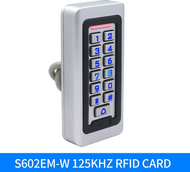 Asia-Teco Wasserdichter Wiegand RFID-Kartenleser aus Metall mit Tastatur für 2000 Benutzer in Schwarz und Silber - Bild 1