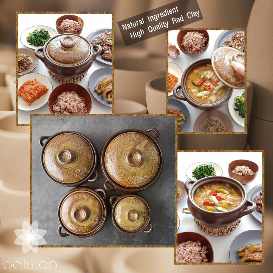 BALWOO Koreanischer Tontopf aus Keramik mit Schlammglasur in Pulverdesign, Farbe: Braun - Bild 3