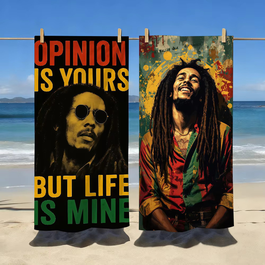 Singer Bob Marley Handtuch Multicolour schnell trocknend und sanddicht für Sport, Reise und Camping - Bild 3