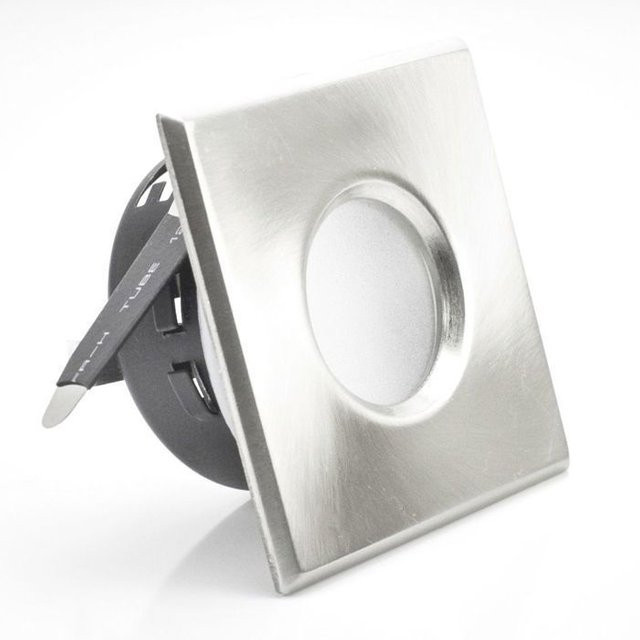 Quadratische LED-Einbauleuchte in Chrom, wasserdicht IP65, dimmbar, modern, B/T/H: 8,3 x 8,3 x 1,0 cm - Bild 1