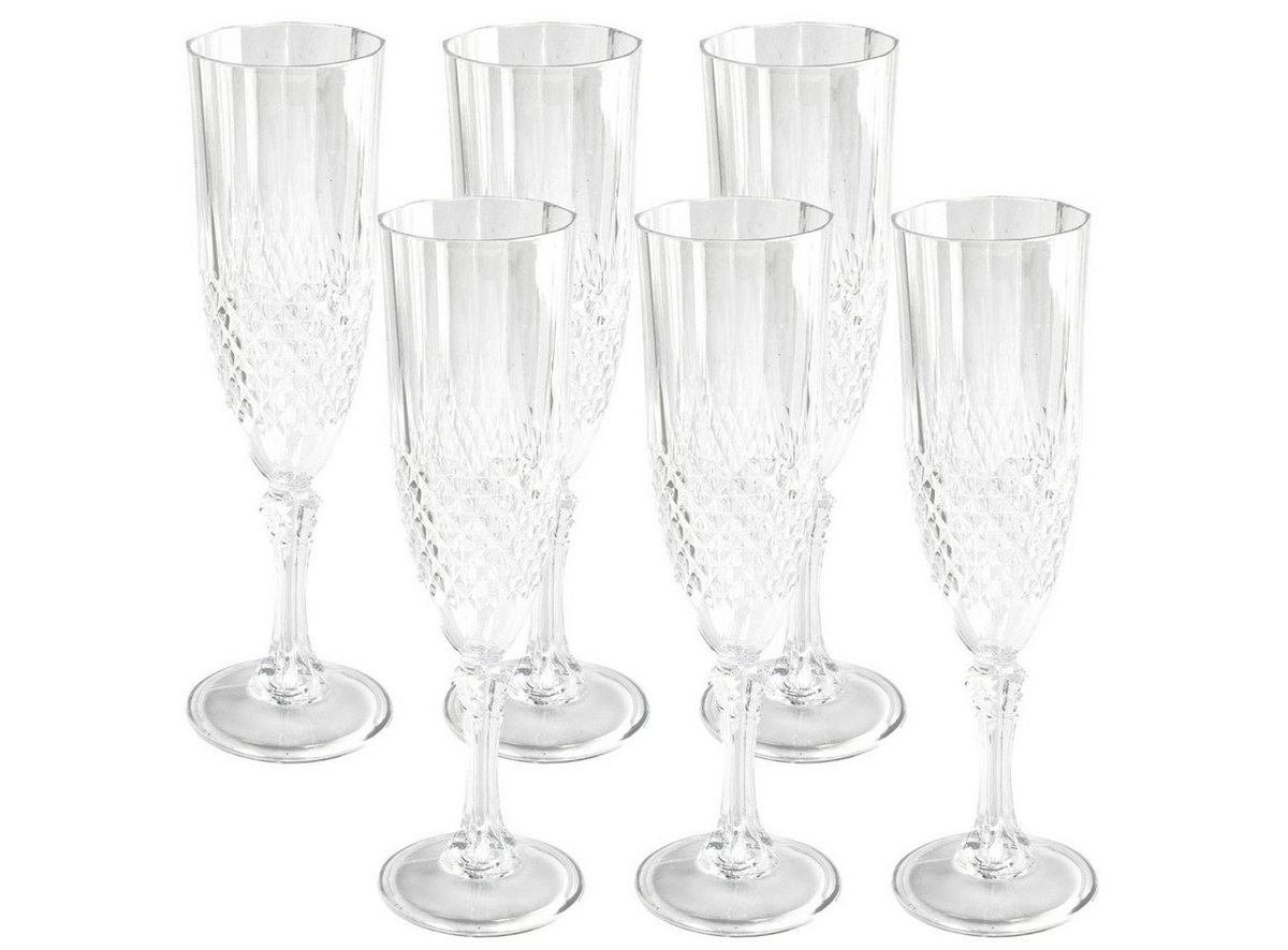 Alpina Champagnergläser 6er Set Sektflöten aus Kunststoff mit Kristalleffekt, 200 ml pro Glas - Bild 1