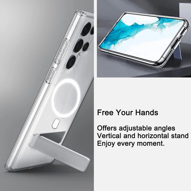 EDEBA Transparente Magnetische Kickstand-Hülle für Samsung Galaxy S26 S25 S24 S23 S22 S21 Ultra Plus mit Metallständer - Bild 1