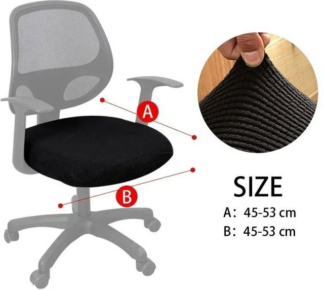 Elastischer Stuhlsitzbezug in Schwarz für Büro- und Esszimmerstühle, Staubdichter Universal-Stuhlbezug aus Polyester und Elastan - Bild 1