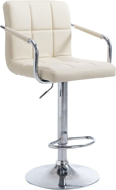 TPFLiving Barhocker Luca mit Armlehnen aus Kunstleder in Creme und Metallgestell in Chromoptik, drehbar 360 Grad, Höhe: 112 cm, Breite: 46 cm, Tiefe: 54 cm - Bild 1