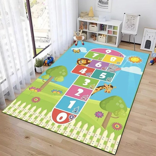 UQIDEHOME Kinder Teppich mit Cartoon-Zahlenspiel für das Kinderzimmer und Schlafzimmer, Mehrfarbig, B/T: 80 x 140 cm - Bild 1