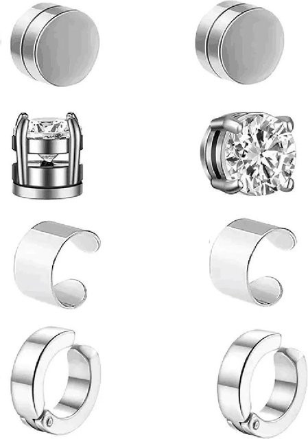 Ohrringe Edelstahl, Zirkonia, Weiß, Unisex - Bild 1