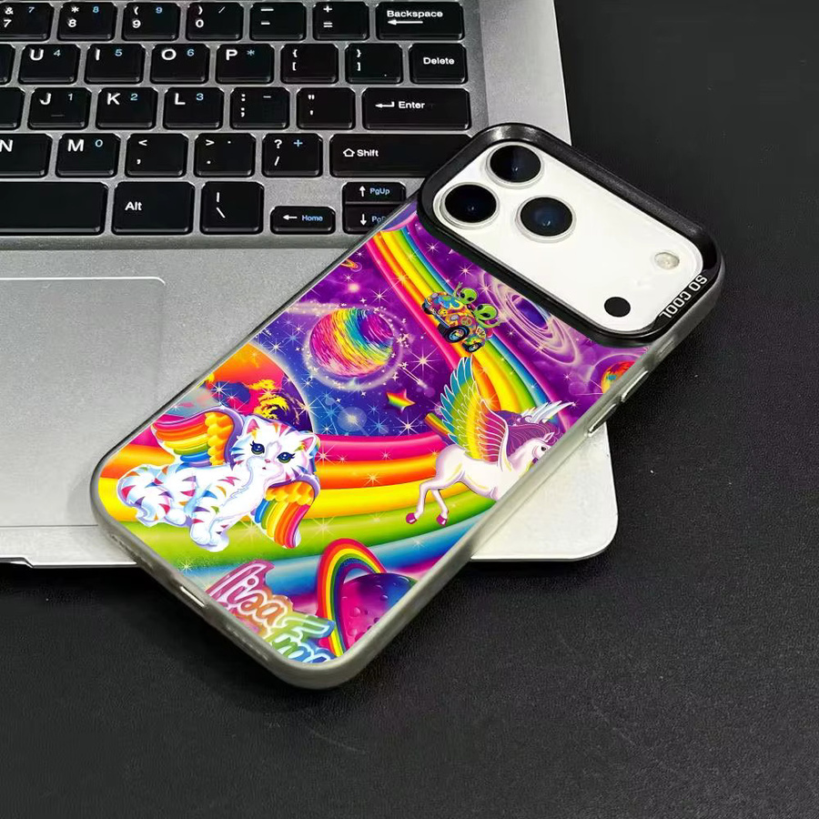 L-Lisa Frank Handyhülle für iPhone 11 bis iPhone 17 Air Pro Max, bunt, rutschfest und Anti-Fingerabdruck-Schutz - Bild 2