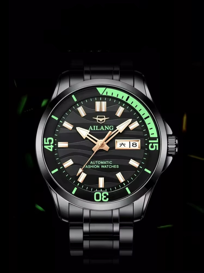 AILANG Armbanduhr Automatik, Edelstahl, Schwarz, Herren - Bild 2