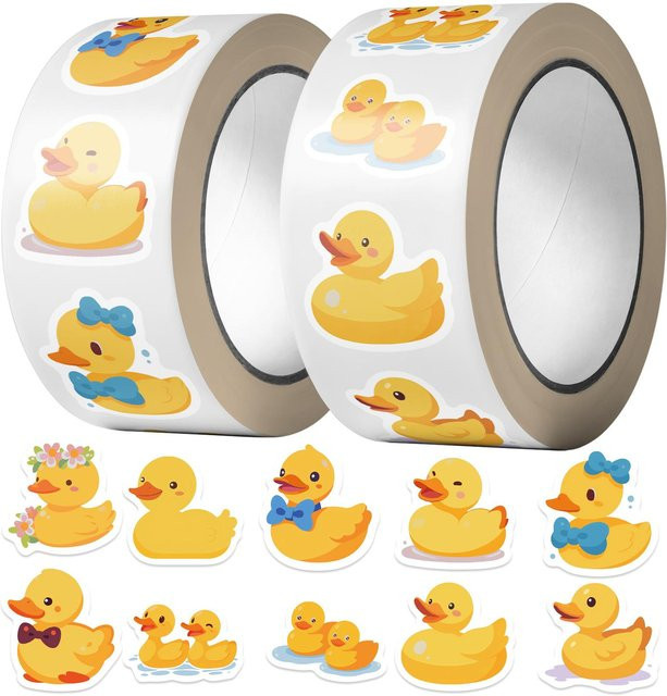 500 Stück Enten-Aufkleber in Gelb für DIY Dekorationen und Belohnungen - Bild 1