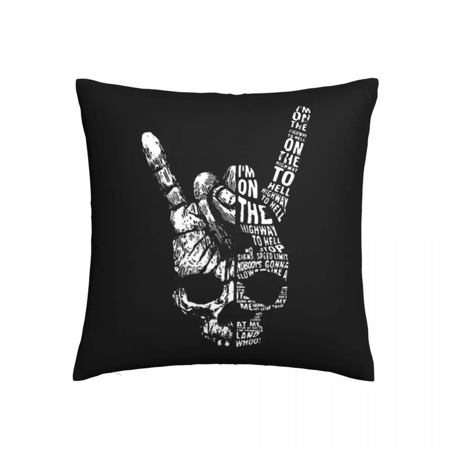 Totenkopf Kissenbezug Punk Rock Heavy Metal Design in Schwarz, B/B/H: 45 x 45 x 45 cm - Bild 1