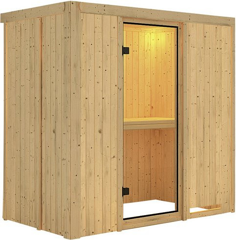 Karibu Sauna Pärnu für 2 Personen aus Fichtenholz in Beige, B/T/H: 198 x 118 x 196 cm - Bild 1