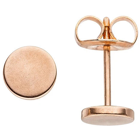Colfem Ohrstecker Edelstahl, rotgold farben beschichtet, 6 mm, Unisex - Bild 1