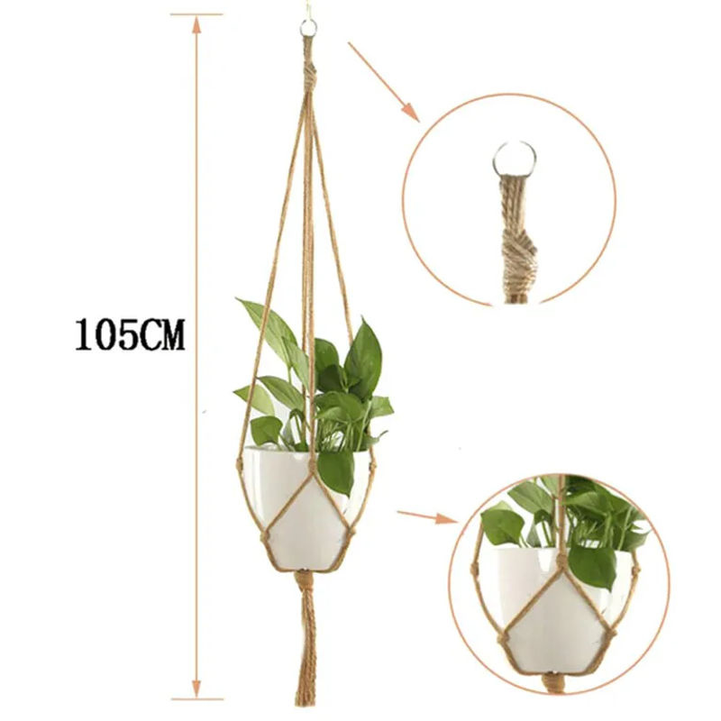 6er Set CosyHome Makramee Pflanzenampel Vintage Weiß Hängende Pflanzenhalter für Indoor und Outdoor - Bild 2