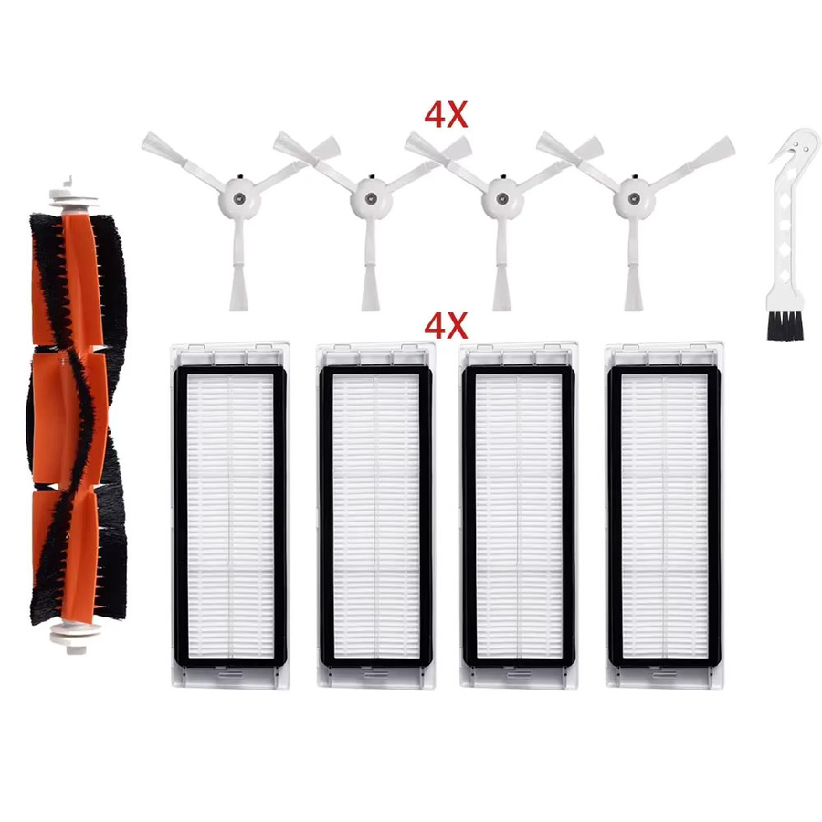 WINDNINJA Ersatzteil-Set für Xiaomi Mi Roboter-Staubsauger 1S und Roborock E2 E3 E4 E5 S5 S4 S4 Max S5 Max S6 Pure S55 mit Hauptbürsten und Seitenbürsten in Weiß - Bild 2