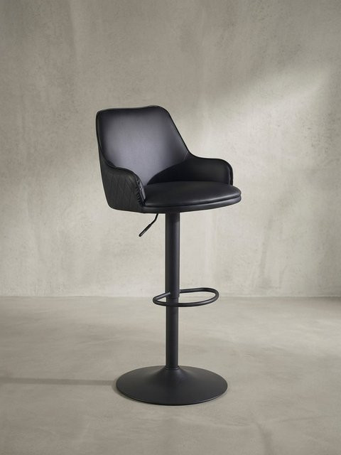 KADIMA DESIGN Barhocker aus Kunstleder in Schwarz mit Armlehnen und Rückenlehne, höhenverstellbar 86–106 cm - Bild 1