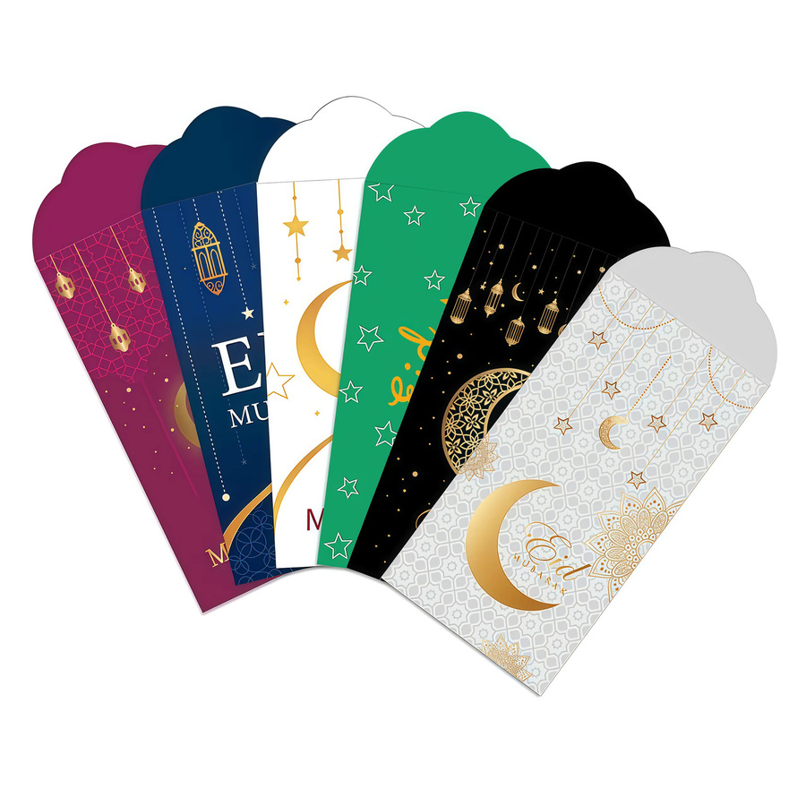 Eid Mubarak Geldumschläge mit Mond-Dekoration für Ramadan und Eid Al-Fitr, Gelb, Papier, 6 oder 18 Stück - Bild 1